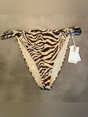 Good American Zebra Striped Adjustable Sides Bikini Bottom Brown & Cream 2X/3XL